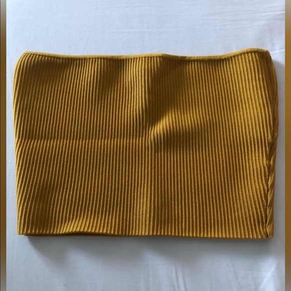 Aritzia Babaton Essamba knit Tube top mustard yellow - Picture 2 of 3